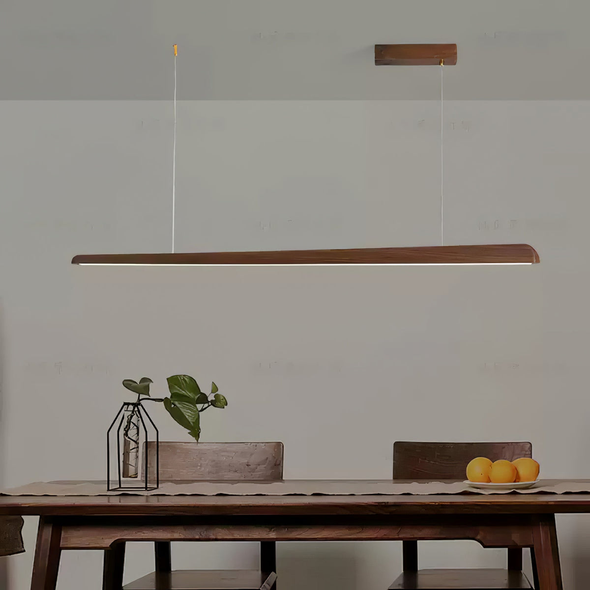 Linearity Modern Walnut LED Linear Pendant Light for Kitchen Island and Dining Room