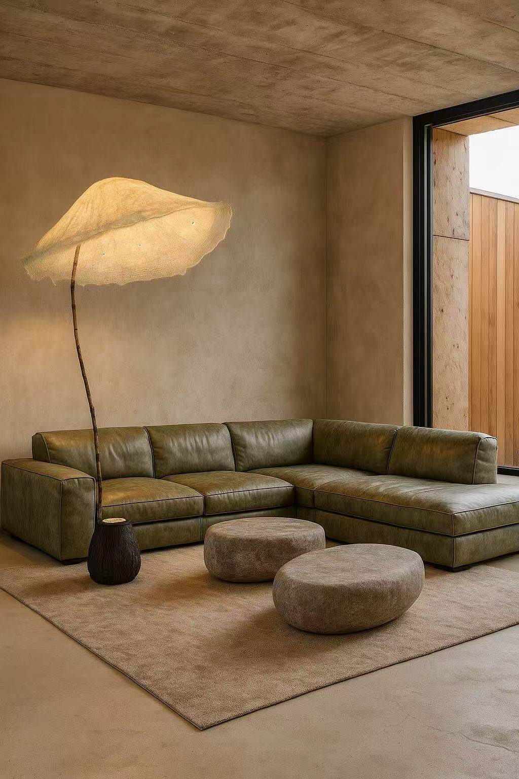 Linen Canopy Floor Lamp – Modern Natural Lighting for Living Spaces