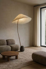 Linen Canopy Floor Lamp – Modern Natural Lighting for Living Spaces