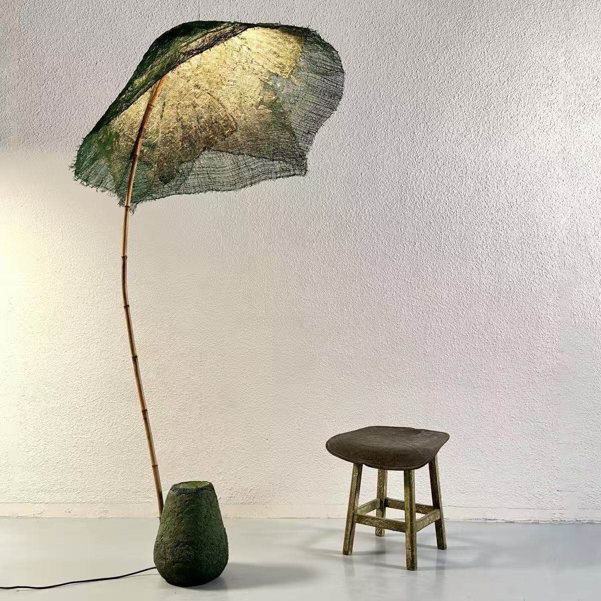Linen Canopy Floor Lamp – Modern Natural Lighting for Living Spaces