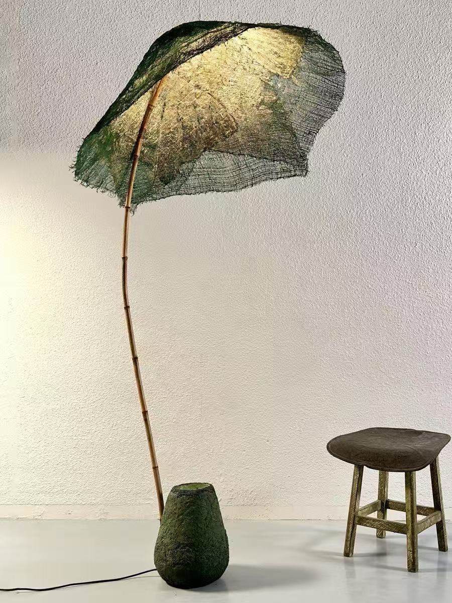 Linen Canopy Floor Lamp – Modern Natural Lighting for Living Spaces