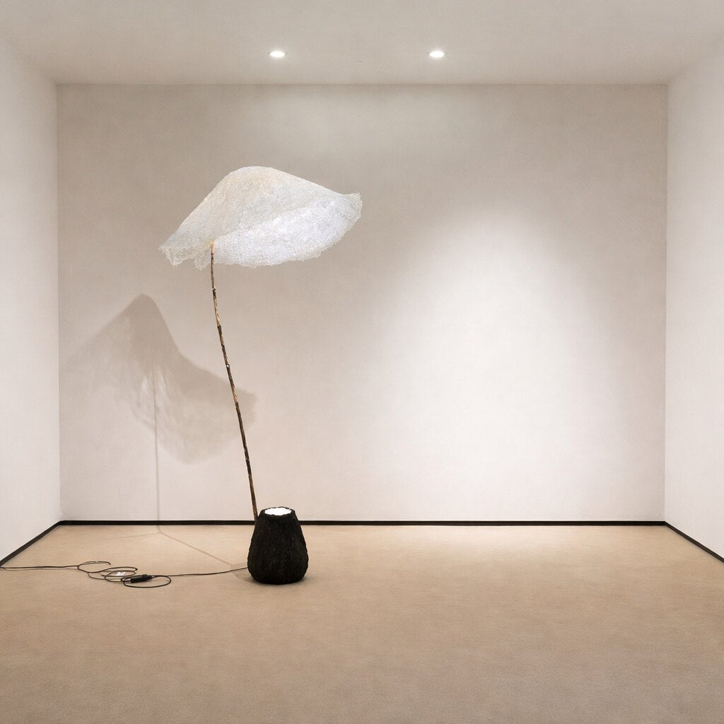 Linen Canopy Floor Lamp – Modern Natural Lighting for Living Spaces