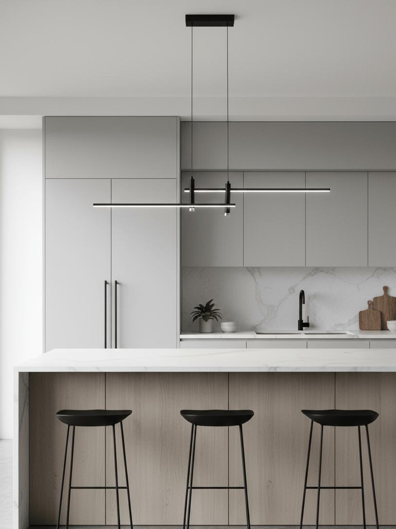 Links Linear LED Pendant Light for Kitchen Island | Modern Minimalist Ceiling Lamp