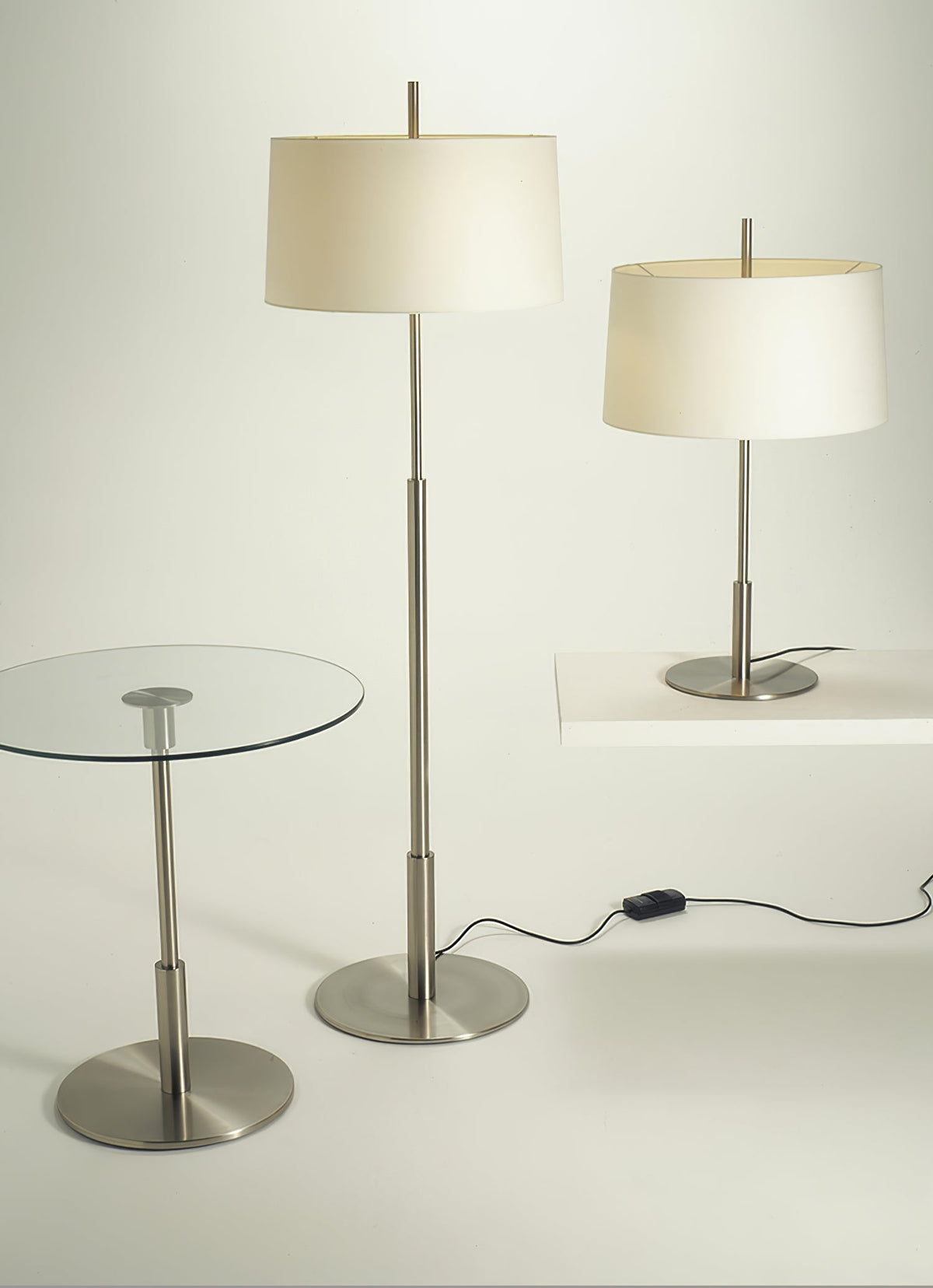 Rilume Table Lamp – Brushed Nickel Fabric Shade for Modern Interiors