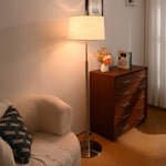 Rilume Modern Floor Lamp with Fabric Drum Shade in Nickel