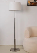 Rilume Modern Floor Lamp with Fabric Drum Shade in Nickel