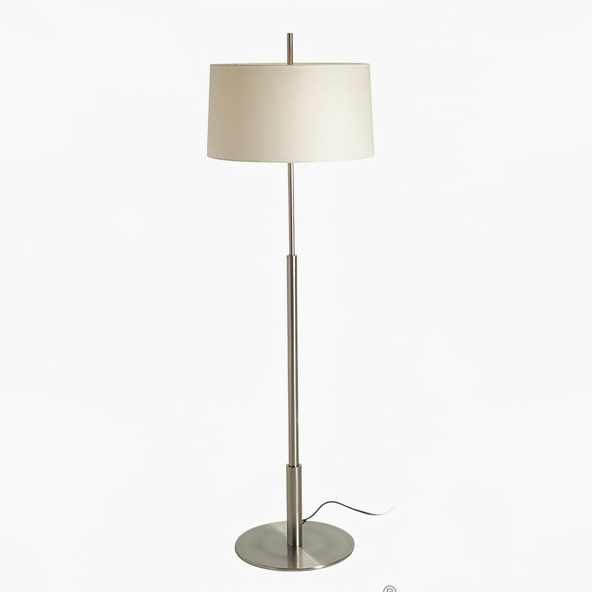 Rilume Modern Floor Lamp with Fabric Drum Shade in Nickel
