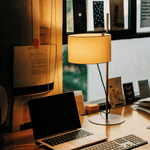 Lino Arc Table Lamp – Sculptural Brass & Fabric Designer Lamp for Modern Interiors