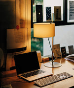 Lino Arc Table Lamp – Sculptural Brass & Fabric Designer Lamp for Modern Interiors