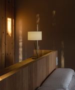 Lino Arc Table Lamp – Sculptural Brass & Fabric Designer Lamp for Modern Interiors