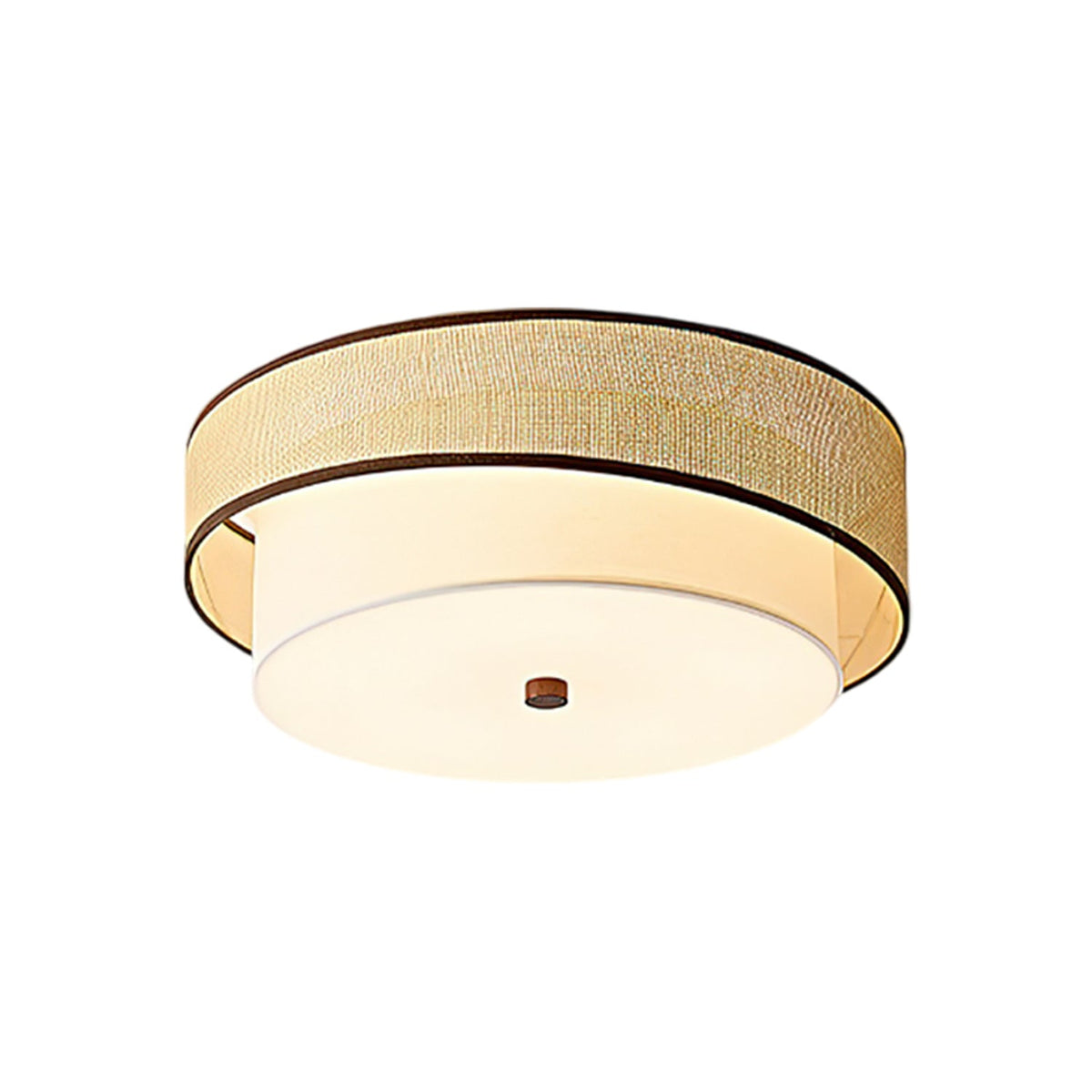 Liora Handwoven Rattan Ceiling Lamp with Fabric Diffuser