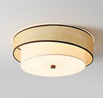 Liora Handwoven Rattan Ceiling Lamp with Fabric Diffuser