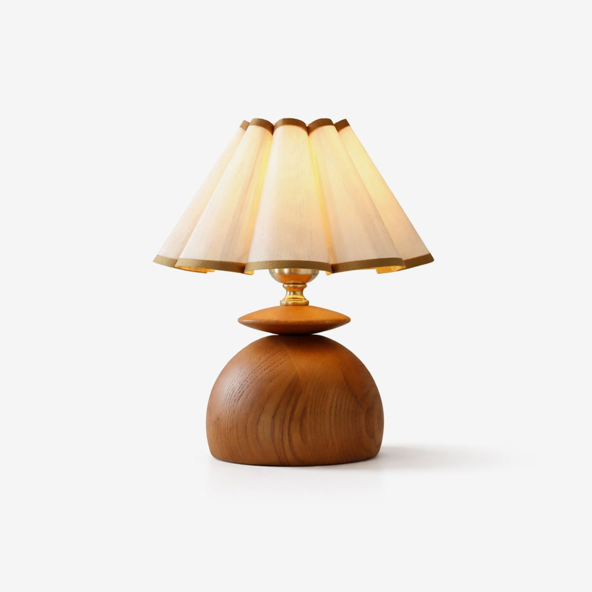 Liora Pleated Table Lamp – Sculptural Wood & Fabric Designer Lamp