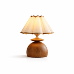 Liora Pleated Table Lamp – Sculptural Wood & Fabric Designer Lamp