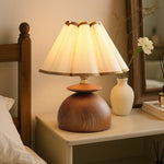Liora Pleated Table Lamp – Sculptural Wood & Fabric Designer Lamp