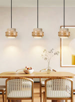 Liora Travertine Pendant Light – Natural Stone & Wood Designer Hanging Lamp