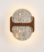 Liora Travertine Wall Sconce with Walnut Accent – Modern Organic LED Wall Light