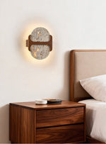 Liora Travertine Wall Sconce with Walnut Accent – Modern Organic LED Wall Light