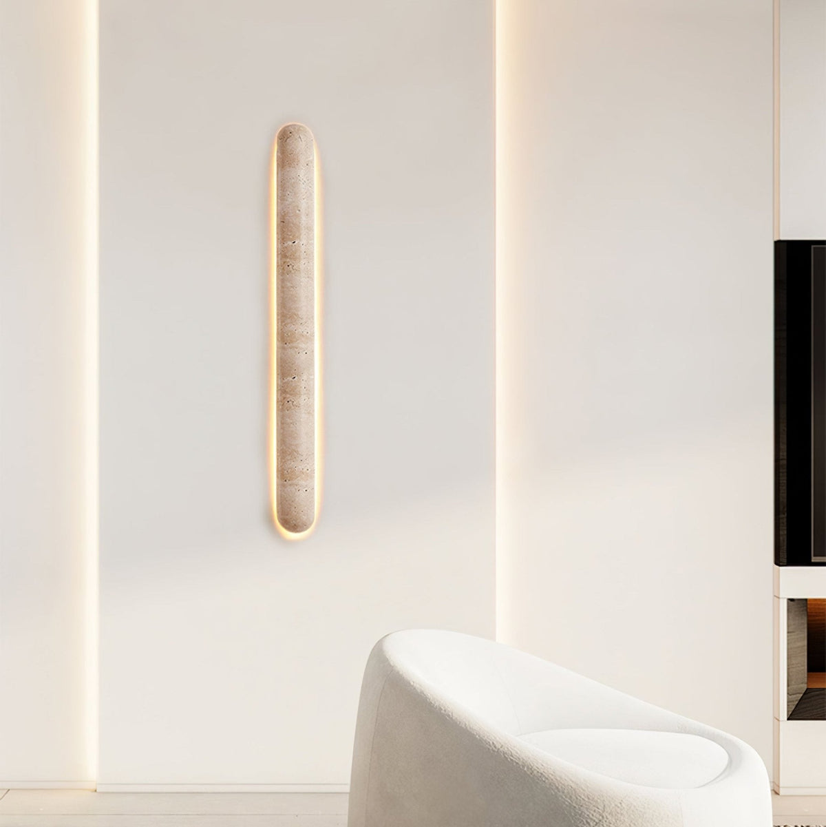 Liora Travertine Wall Sconce — Sculptural Stone LED Wall Light