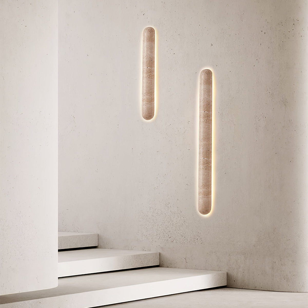 Liora Travertine Wall Sconce — Sculptural Stone LED Wall Light