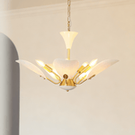 Liora Blossom Modern Floral Chandelier in Gold Brass and White Glass