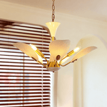 Liora Blossom Modern Floral Chandelier in Gold Brass and White Glass