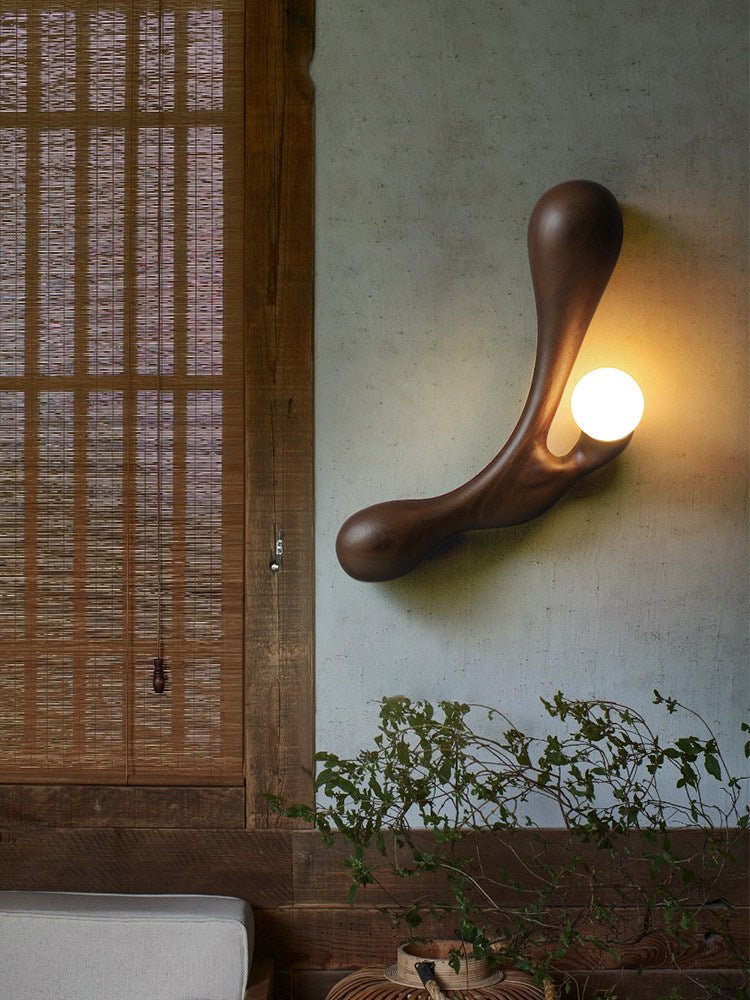 Liora Drift Wood Wall Sconce | Sculptural Solid Wood Wall Light