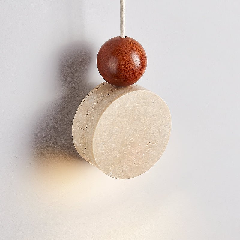 Liora Pendant Light in Yellow Travertine and Walnut Wood