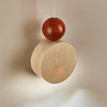 Liora Pendant Light in Yellow Travertine and Walnut Wood