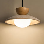 Liora Pendant Light in Travertine and Wood – Modern Designer Ceiling Lamp