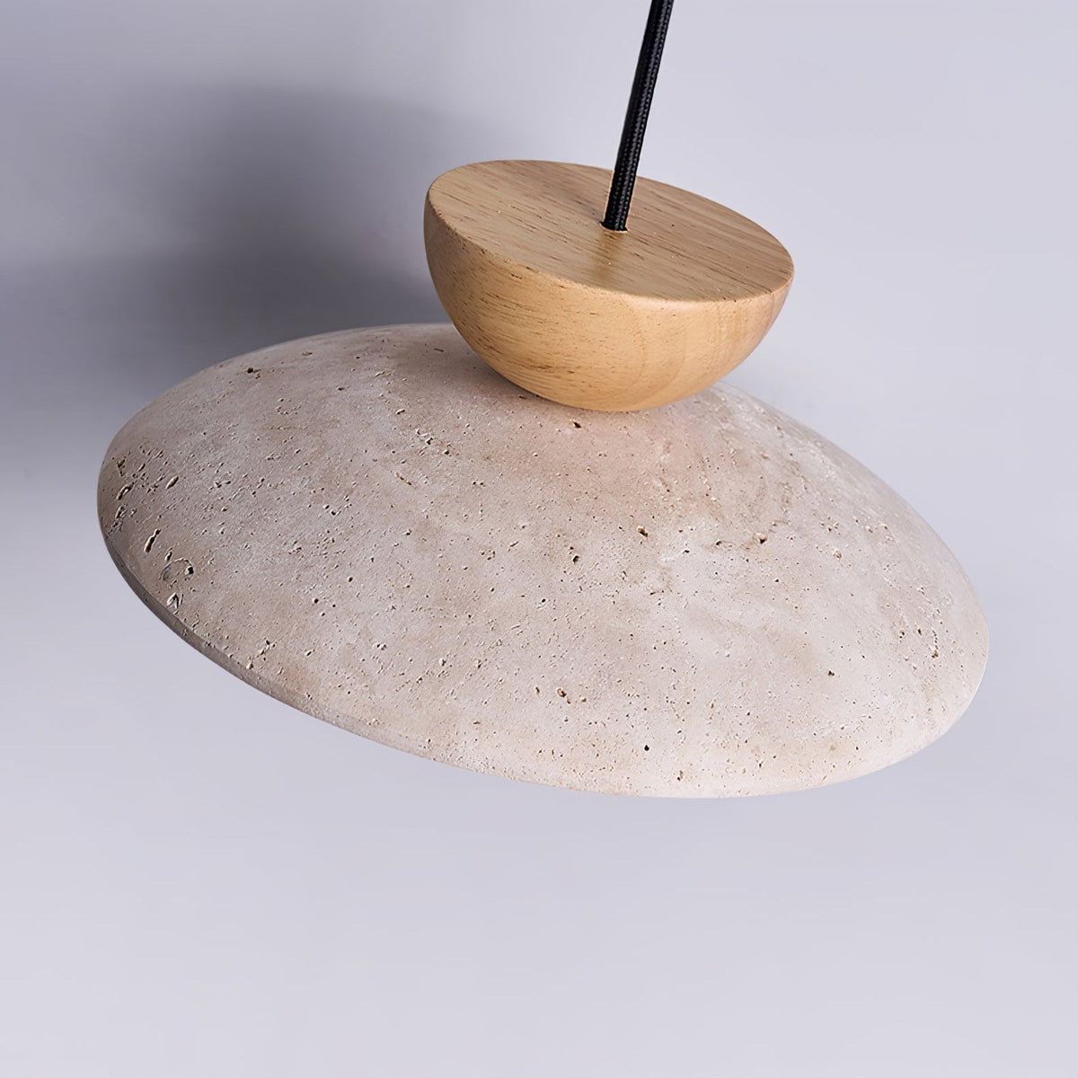 Liora Pendant Light in Travertine and Wood – Modern Designer Ceiling Lamp