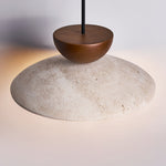 Liora Pendant Light in Travertine and Wood – Modern Designer Ceiling Lamp