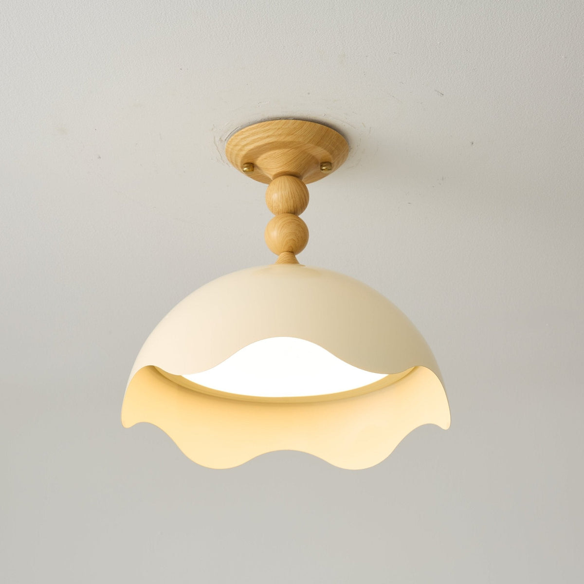 Liora Scallop Ceiling Light — Modern Wood Veneer LED Flush Mount