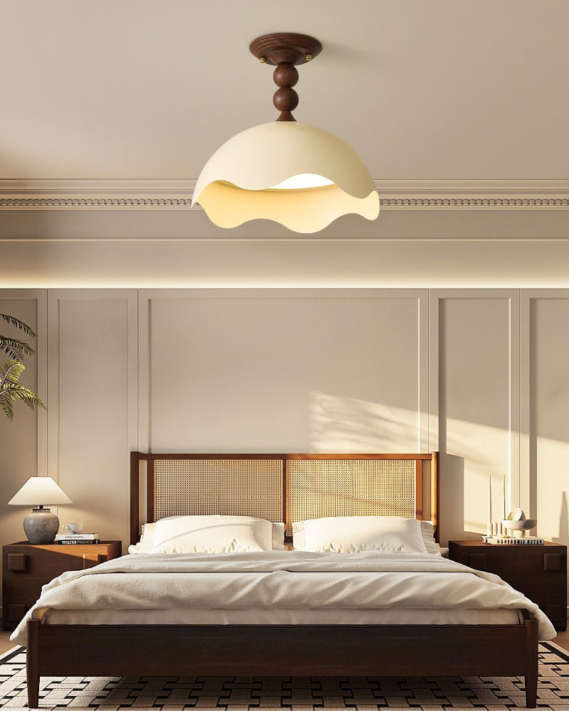 Liora Scallop Ceiling Light — Modern Wood Veneer LED Flush Mount