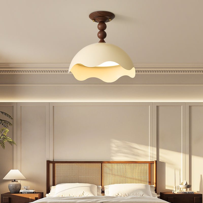 Liora Scallop Ceiling Light — Modern Wood Veneer LED Flush Mount