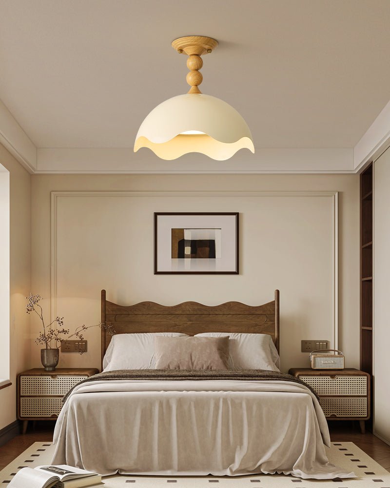 Liora Scallop Ceiling Light — Modern Wood Veneer LED Flush Mount