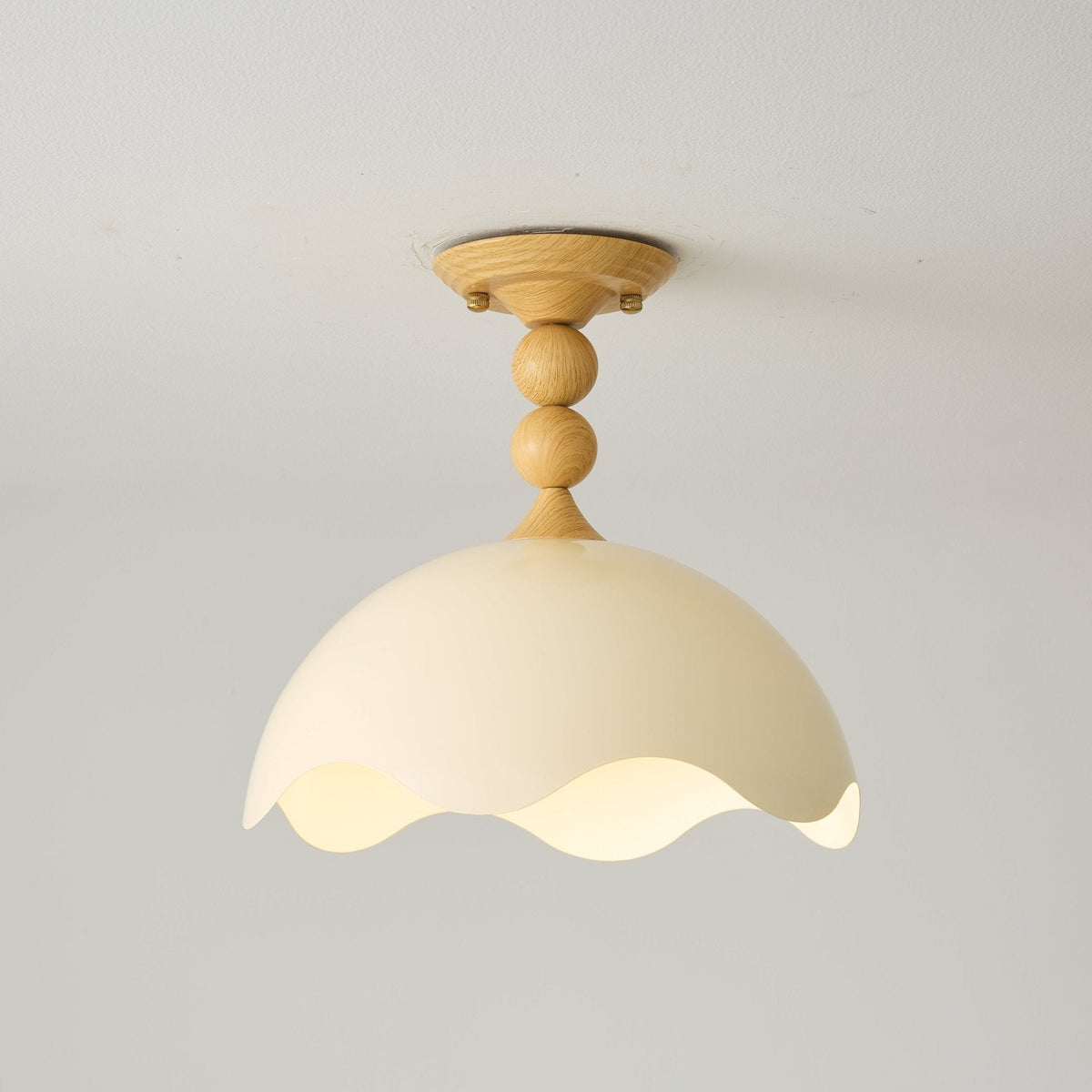 Liora Scallop Ceiling Light — Modern Wood Veneer LED Flush Mount