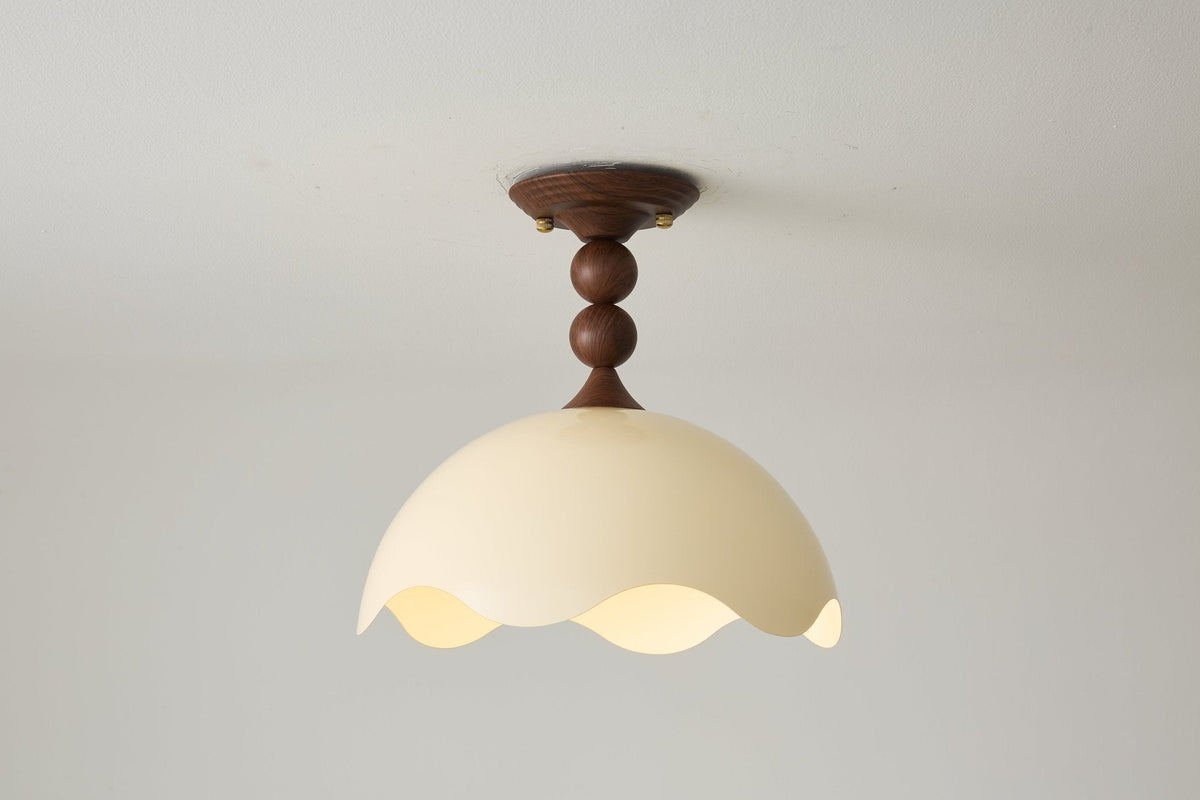 Liora Scallop Ceiling Light — Modern Wood Veneer LED Flush Mount