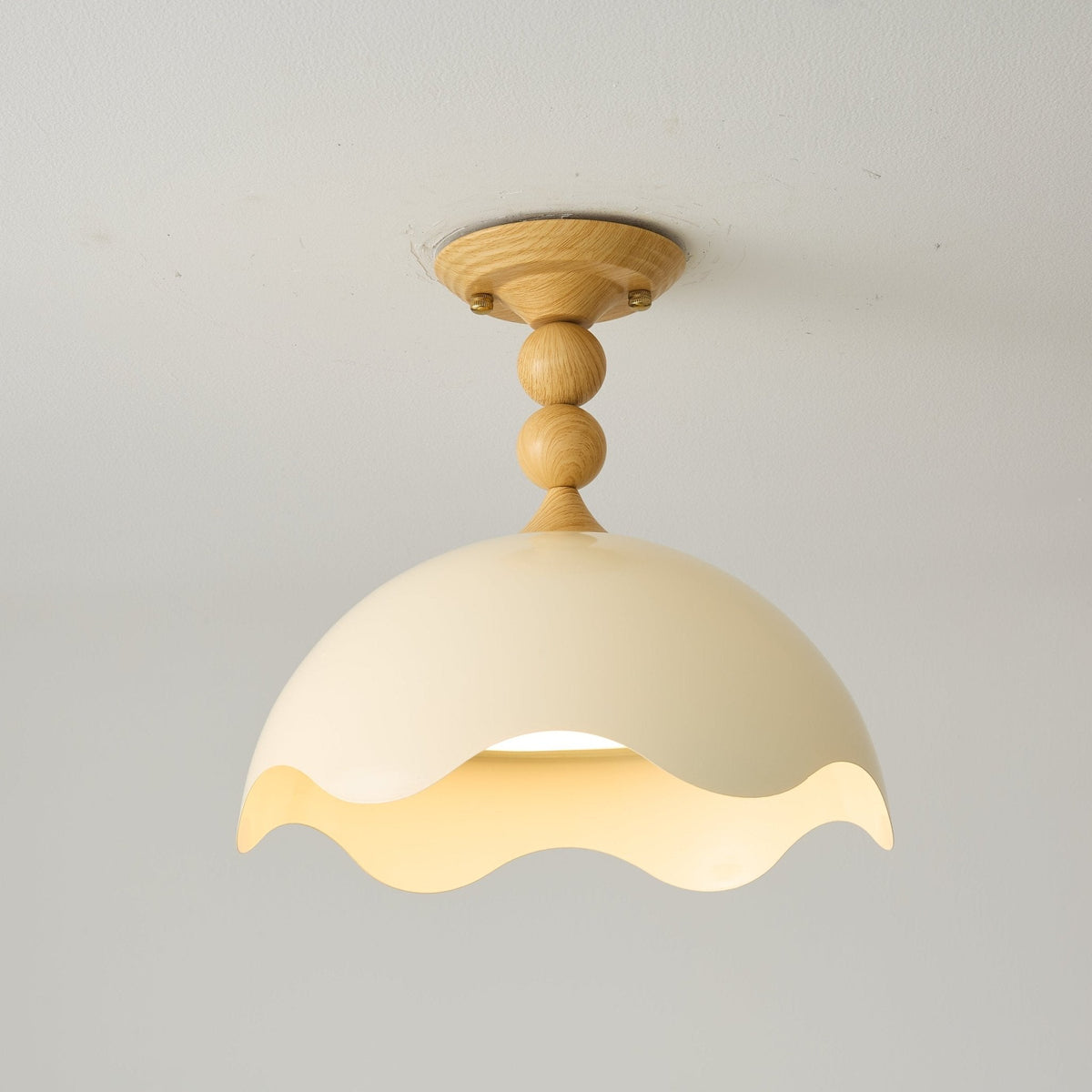 Liora Scallop Ceiling Light — Modern Wood Veneer LED Flush Mount