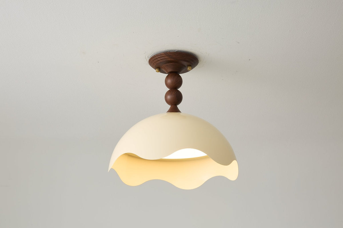 Liora Scallop Ceiling Light — Modern Wood Veneer LED Flush Mount