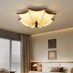 Liorin Fabric Ceiling Light – Modern Wood & Fabric Flush Mount
