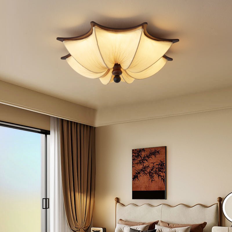 Liorin Fabric Ceiling Light – Modern Wood & Fabric Flush Mount