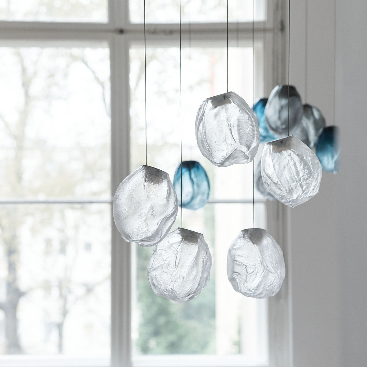 Liquid Glass Stone Pendant Light – Sculptural Blown Glass Chandelier