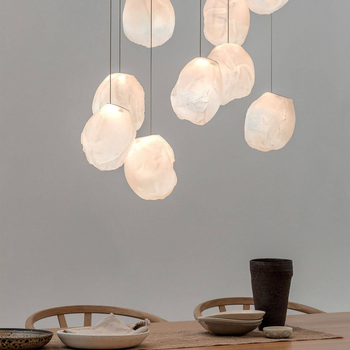 Liquid Glass Stone Pendant Light – Sculptural Blown Glass Chandelier