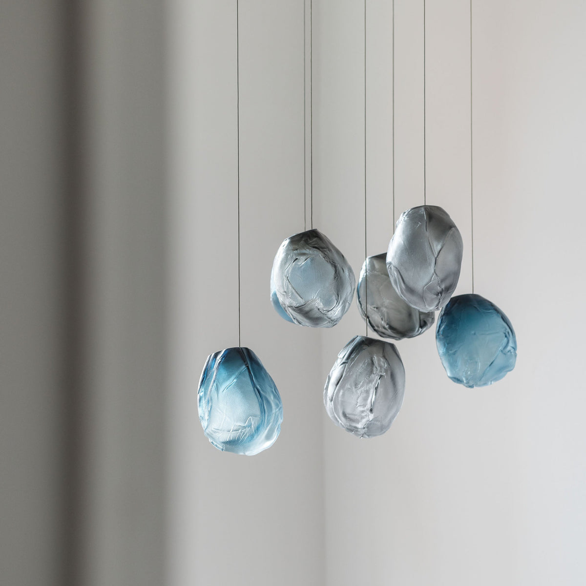 Liquid Glass Stone Pendant Light – Sculptural Blown Glass Chandelier