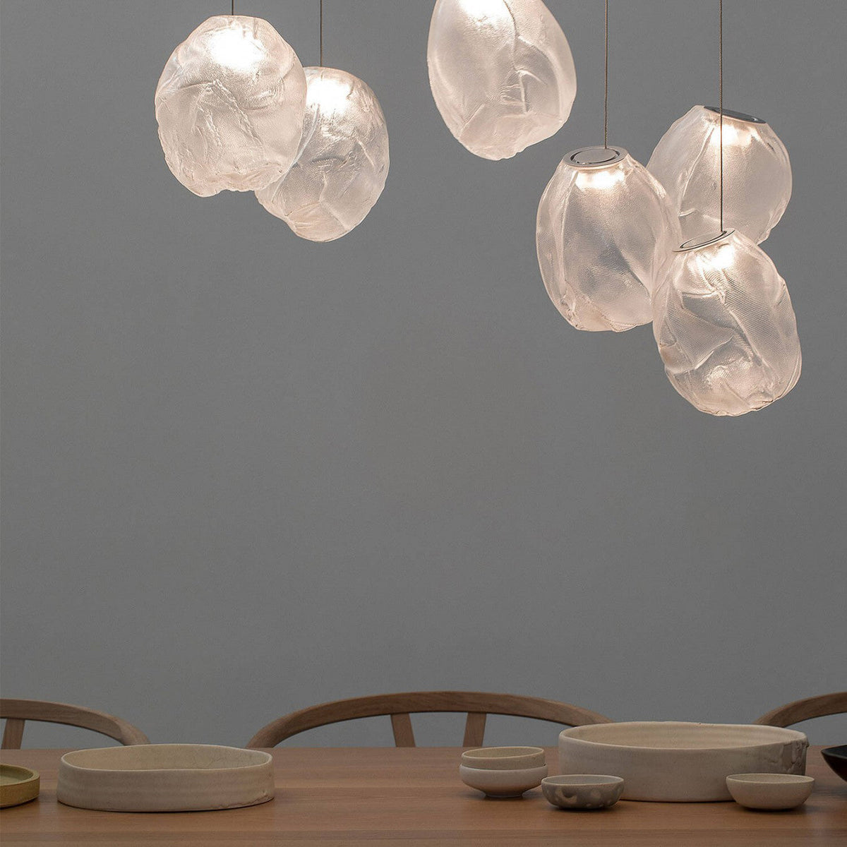 Liquid Glass Stone Pendant Light – Sculptural Blown Glass Chandelier