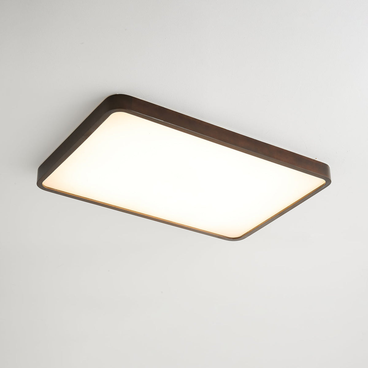Lira Rectangular LED Ceiling Light in Walnut Wood for Modern Interiors