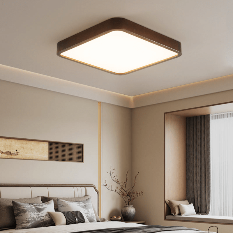 Lira Rectangular LED Ceiling Light in Walnut Wood for Modern Interiors