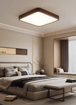 Lira Rectangular LED Ceiling Light in Walnut Wood for Modern Interiors