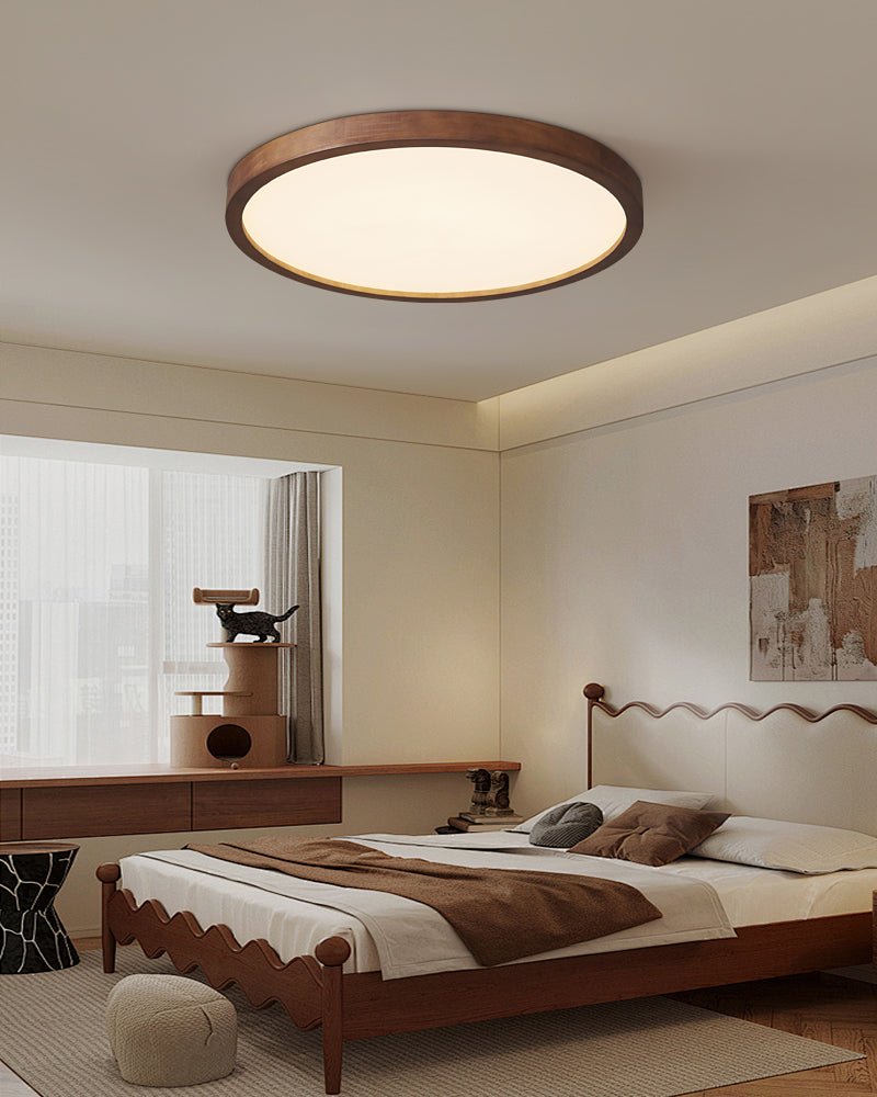 Lira Rectangular LED Ceiling Light in Walnut Wood for Modern Interiors